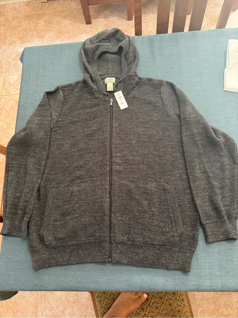 L.L. Bean Men's Charcoal Gray Zip-Up Hooded Sweater